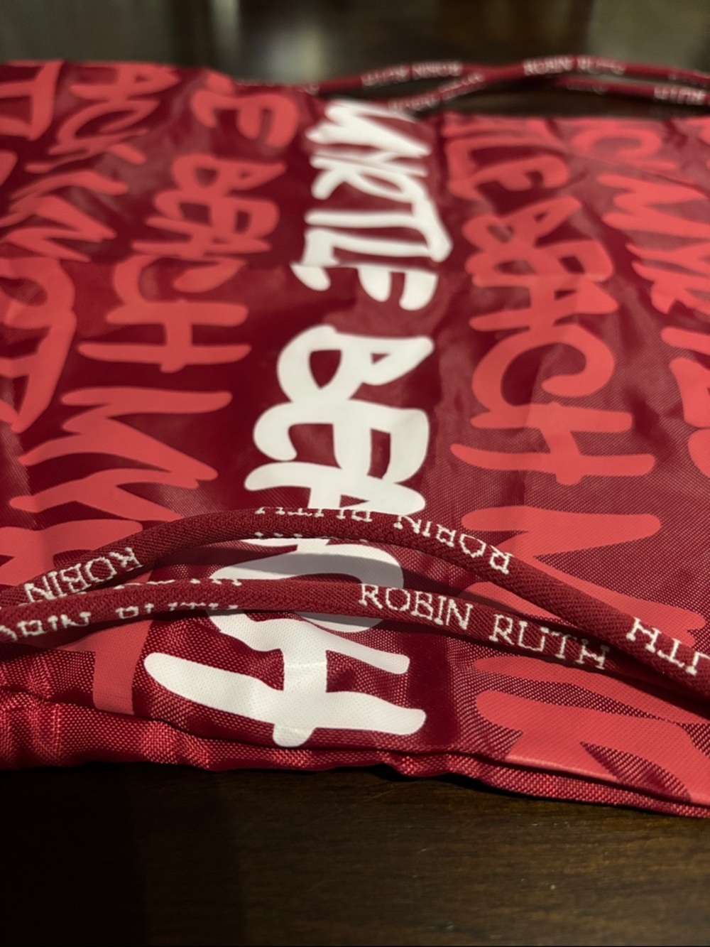 Robin Ruth Red Myrtle Beach Logo Drawstring Backpack - Picture 3 of 5